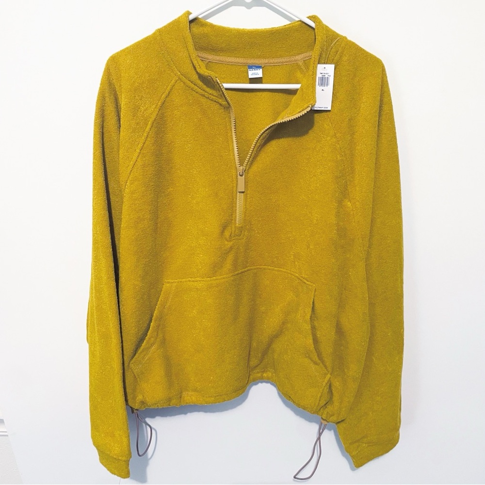 NWT OLD NAVY Mustard Cropped Active 1/4 Zip XL